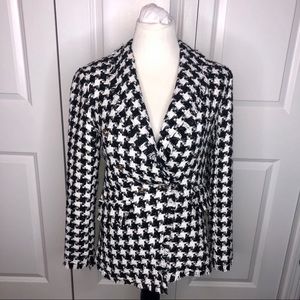 New Rachel Zoe Houndstooth Blazer Black and White Small